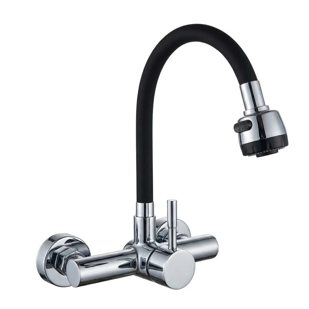 MONOCOMANDO LAVAPLATOS PARED EJE 8" CUELLO NEGRO GOURMET IBIZA