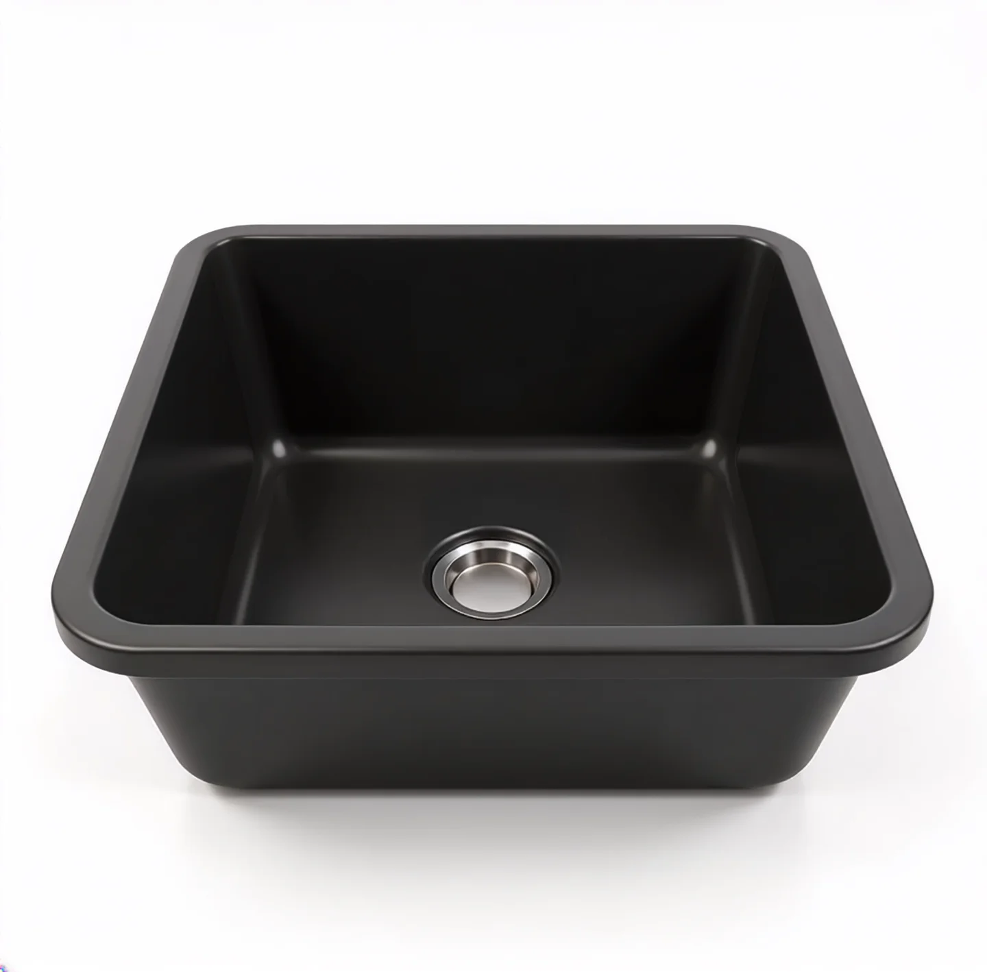 FREGADERO GRAFITO COLOR NEGRO PLATEADO DE 440X380X180MM ACERO INOXIDABLE INCLUYE SIFON Y SOPAPA