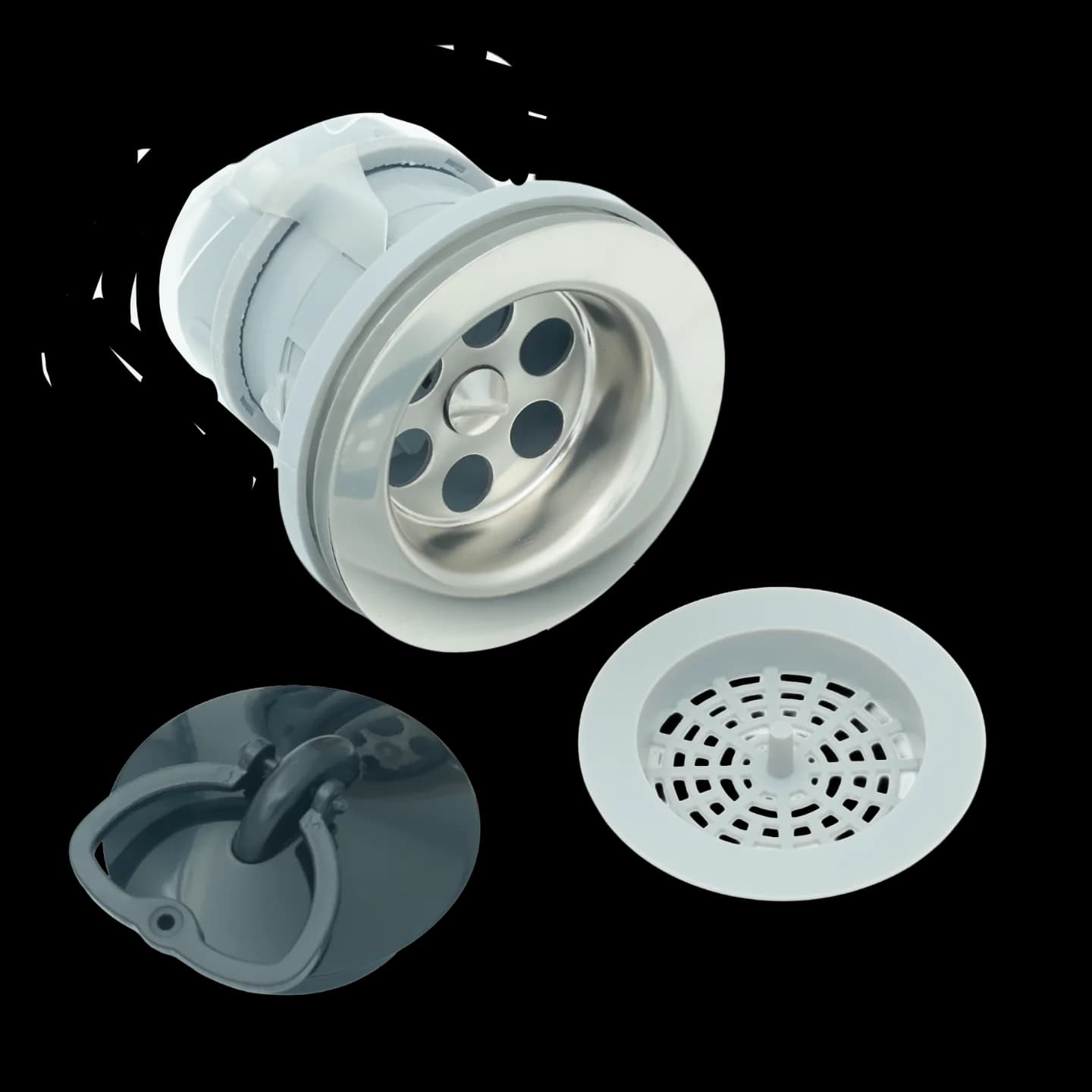 SOPAPA LAVAPLATOS GRISS Y BLANCO 1 ½ TAPON CON REJILLA