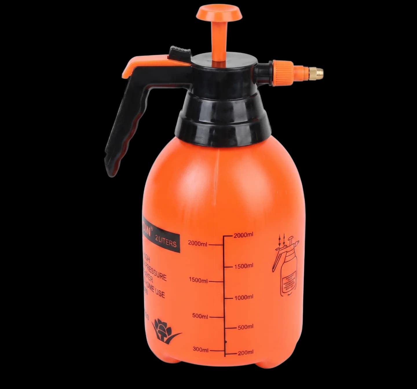 PULVERIZADOR DE 2 LITROS PARA DESFINFECTAR O FUMIGAR PLANTAS Y FLORES COLOR NARANJA