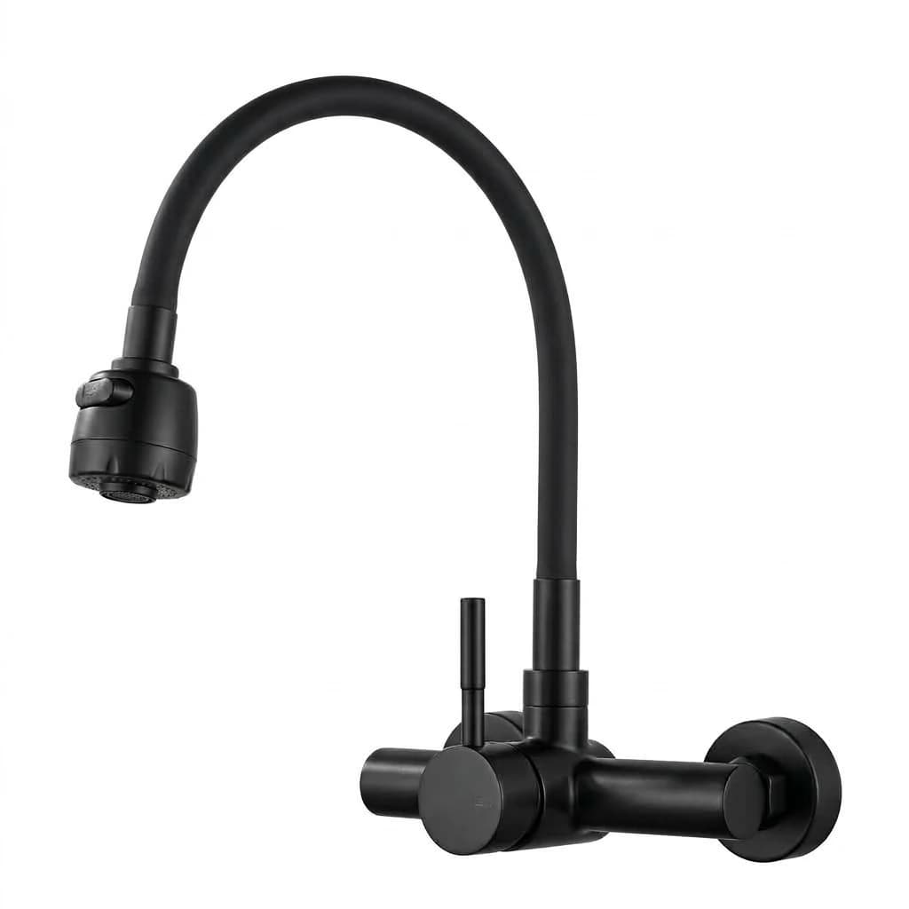 MONOCOMANDO LAVAPLATOS PARED EJE 8" CUELLO GRAFITO GOURMET IBIZA